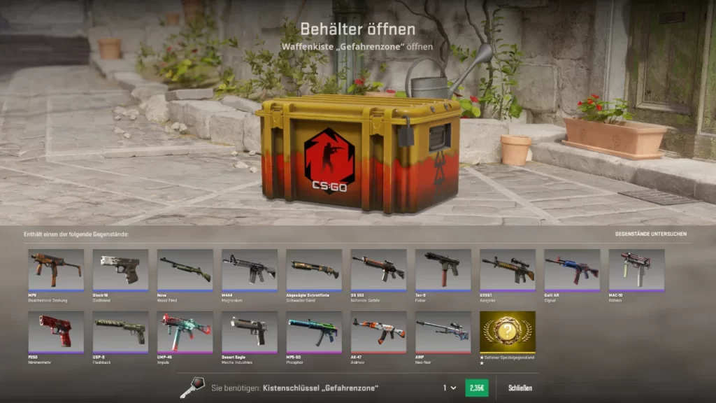 Weapon box Danger zone Contents